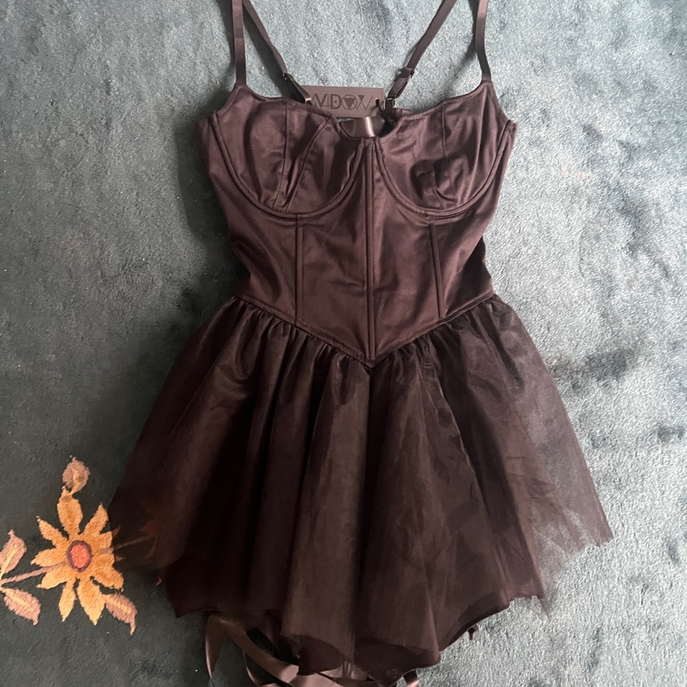 NWT DollsKill Widow Fleeting Optimism Black Bat Corset Mini Dress Size Small